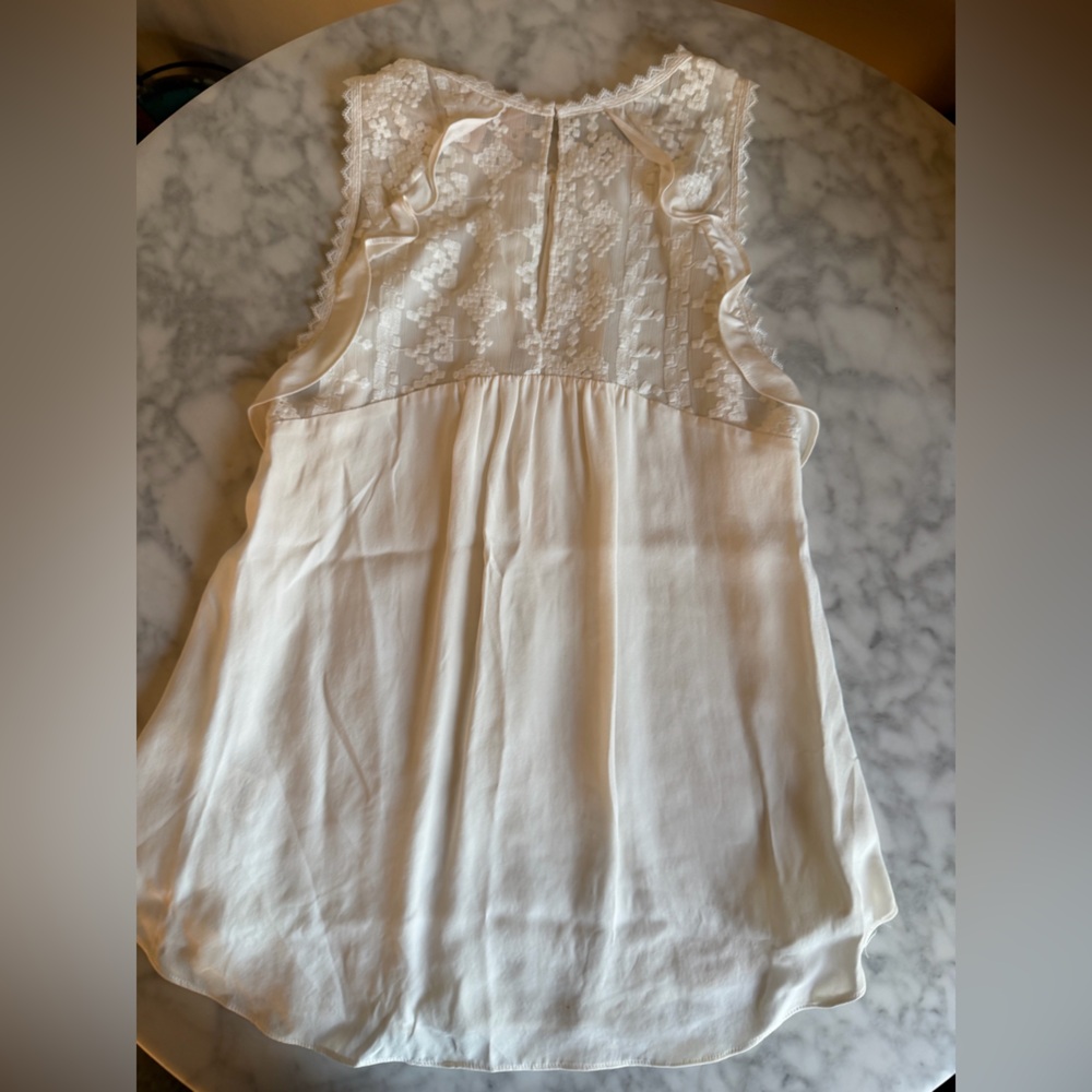Rebecca Taylor 100% Silk Ivory Lace-Trim Sleeveless Dainty Size 4 Fairy NWT - Picture 10 of 10